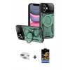 MARSİLYAN™- iPhone 11 Kılıf Kıvılcım Modern Serisi - Siyah Buffer Hayalet Cam Ekran Koruyucu + Pers Alüminyum Kamera Lens - YL