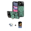 MARSİLYAN™- iPhone 11 Kılıf Kıvılcım Modern Serisi - Siyah Buffer Hayalet Cam Ekran Koruyucu + Pers Alüminyum Kamera Lens - GI