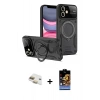 MARSİLYAN™- iPhone 11 Kılıf Kıvılcım Modern Serisi - Siyah Buffer Hayalet Cam Ekran Koruyucu + Pers Alüminyum Kamera Lens - GD