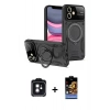 MARSİLYAN™- iPhone 11 Kılıf Kıvılcım Modern Serisi - Siyah Buffer Hayalet Cam Ekran Koruyucu + PVD Metal Kamera Lens - SH