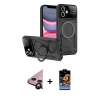 MARSİLYAN™- iPhone 11 Kılıf Kıvılcım Modern Serisi - Siyah Buffer Hayalet Cam Ekran Koruyucu + Raze Metal Kamera Lens - SH