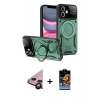 MARSİLYAN™- iPhone 11 Kılıf Kıvılcım Modern Serisi - Siyah Buffer Hayalet Cam Ekran Koruyucu + Raze Metal Kamera Lens - SH
