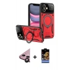 MARSİLYAN™- iPhone 11 Kılıf Kıvılcım Modern Serisi - Siyah Buffer Hayalet Cam Ekran Koruyucu + Raze Metal Kamera Lens - SH