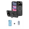 MARSİLYAN™- iPhone 11 Kılıf Kıvılcım Modern Serisi - Siyah Joko Magic 5D Cam + Mavi Neon Fosforlu Kamera Lens