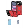 MARSİLYAN™- iPhone 11 Kılıf Kıvılcım Modern Serisi - Siyah Joko Magic 5D Cam + Turuncu Neon Fosforlu Kamera Lens