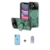 MARSİLYAN™- iPhone 11 Kılıf Kıvılcım Modern Serisi - Siyah Joko Magic 5D Cam + Turuncu Neon Fosforlu Kamera Lens