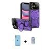 MARSİLYAN™- iPhone 11 Kılıf Kıvılcım Modern Serisi - Siyah Joko Magic 5D Cam + Turuncu Neon Fosforlu Kamera Lens