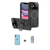 MARSİLYAN™- iPhone 11 Kılıf Kıvılcım Modern Serisi - Siyah Joko Magic 5D Cam + Turuncu Neon Fosforlu Kamera Lens