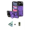 MARSİLYAN™- iPhone 11 Kılıf Kıvılcım Modern Serisi - Siyah Joko Magic 5D Hayalet Cam + Mavi Raze Metal Kamera Lens