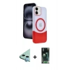 MARSİLYAN™- iPhone 11 Kılıf Kozmos Form Özel Seri - Şeffaf 360 Full Body Arka Koruyucu + Raze Metal Kamera Lens - MI