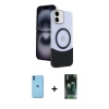 MARSİLYAN™- iPhone 11 Kılıf Kozmos Form Özel Seri - Şeffaf 360 Full Body Arka Koruyucu + Neon Fosforlu Kamera Lens - MI