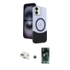 MARSİLYAN™- iPhone 11 Kılıf Kozmos Form Özel Seri - Şeffaf 360 Full Body Arka Koruyucu + Pers Alüminyum Kamera Lens - GD