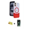 MARSİLYAN™- iPhone 11 Kılıf Kozmos Form Özel Seri - Şeffaf 360 Full Body Arka Koruyucu + Rainbow Kamera Lens Koruma Cam - KI