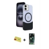 MARSİLYAN™- iPhone 11 Kılıf Kozmos Form Özel Seri - Şeffaf 360 Full Body Arka Koruyucu + Rainbow Kamera Lens Koruma Cam - KI