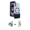 MARSİLYAN™- iPhone 11 Kılıf Kozmos Form Özel Seri - Şeffaf Pasifik Cam Ekran Koruyucu + Raze Metal Kamera Lens - KI