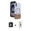 MARSİLYAN™- iPhone 11 Kılıf Kozmos Form Özel Seri - Şeffaf Pasifik Cam Ekran Koruyucu + PVD Metal Kamera Lens - MI