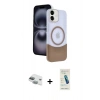 MARSİLYAN™- iPhone 11 Kılıf Kozmos Form Özel Seri - Şeffaf Pasifik Cam Ekran Koruyucu + Pers Alüminyum Kamera Lens - YL