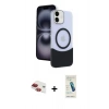 MARSİLYAN™- iPhone 11 Kılıf Kozmos Form Özel Seri - Şeffaf Pasifik Cam Ekran Koruyucu + Pers Alüminyum Kamera Lens - KI