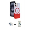 MARSİLYAN™- iPhone 11 Kılıf Kozmos Form Özel Seri - Şeffaf Pasifik Cam Ekran Koruyucu + Pers Alüminyum Kamera Lens - GI
