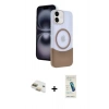 MARSİLYAN™- iPhone 11 Kılıf Kozmos Form Özel Seri - Şeffaf Pasifik Cam Ekran Koruyucu + Pers Alüminyum Kamera Lens - GD