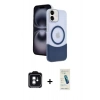 MARSİLYAN™- iPhone 11 Kılıf Kozmos Form Özel Seri - Şeffaf Pasifik Cam Ekran Koruyucu + PVD Metal Kamera Lens - YL