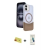 MARSİLYAN™- iPhone 11 Kılıf Kozmos Form Özel Seri - Şeffaf Pasifik Cam Ekran Koruyucu + Rainbow Kamera Lens Koruma Cam - KI