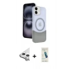 MARSİLYAN™- iPhone 11 Kılıf Kozmos Form Özel Seri - Şeffaf Pasifik Cam Ekran Koruyucu + Raze Metal Kamera Lens - GS