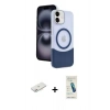 MARSİLYAN™- iPhone 11 Kılıf Kozmos Form Özel Seri - Şeffaf Pasifik Cam Ekran Koruyucu + Renkli Kamera Lens Koruma Cam - PE