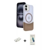 MARSİLYAN™- iPhone 11 Kılıf Kozmos Form Özel Seri - Şeffaf Pasifik Cam Ekran Koruyucu + Renkli Kamera Lens Koruma Cam - SI