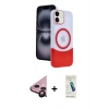 MARSİLYAN™- iPhone 11 Kılıf Kozmos Form Özel Seri - Şeffaf Pasifik Cam Ekran Koruyucu + Raze Metal Kamera Lens - SH