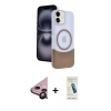 MARSİLYAN™- iPhone 11 Kılıf Kozmos Form Özel Seri - Şeffaf Pasifik Cam Ekran Koruyucu + Raze Metal Kamera Lens - SH