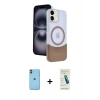 MARSİLYAN™- iPhone 11 Kılıf Kozmos Form Özel Seri - Şeffaf Pasifik Cam Ekran Koruyucu + Neon Fosforlu Kamera Lens - TU