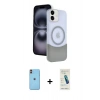 MARSİLYAN™- iPhone 11 Kılıf Kozmos Form Özel Seri - Şeffaf Pasifik Cam Ekran Koruyucu + Neon Fosforlu Kamera Lens - TU