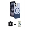 MARSİLYAN™- iPhone 11 Kılıf Kozmos Form Özel Seri - Şeffaf Pasifik Cam Ekran Koruyucu + PVD Metal Kamera Lens - TU