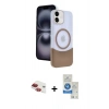 MARSİLYAN™- iPhone 11 Kılıf Kozmos Form Özel Seri - Şeffaf Royal Nano Ekran Koruyucu + Kırmızı Pers Alüminyum Kamera Lens