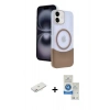 MARSİLYAN™- iPhone 11 Kılıf Kozmos Form Özel Seri - Şeffaf Royal Nano Ekran Koruyucu + Renkli Kamera Lens Koruma Cam - PE