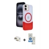 MARSİLYAN™- iPhone 11 Kılıf Kozmos Form Özel Seri - Şeffaf Royal Nano Ekran Koruyucu + Pers Alüminyum Kamera Lens - GD