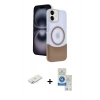 MARSİLYAN™- iPhone 11 Kılıf Kozmos Form Özel Seri - Şeffaf Royal Nano Ekran Koruyucu + Renkli Kamera Lens Koruma Cam - SI