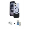 MARSİLYAN™- iPhone 11 Kılıf Kozmos Form Özel Seri - Şeffaf Royal Nano Ekran Koruyucu + Yeşil Pers Alüminyum Kamera Lens