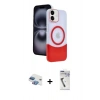 MARSİLYAN™- iPhone 11 Kılıf Kozmos Form Özel Seri - Şeffaf Uv Polymer Nano Ekran Koruyucu + Gökkuşağı Pers Alüminyum Kamera Lens