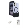MARSİLYAN™- iPhone 11 Kılıf Kozmos Form Özel Seri - Şeffaf Uv Polymer Nano Ekran Koruyucu + Renkli Kamera Lens Koruma Cam - PE