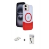 MARSİLYAN™- iPhone 11 Kılıf Kozmos Form Özel Seri - Şeffaf Uv Polymer Nano Ekran Koruyucu + Renkli Kamera Lens Koruma Cam - PE