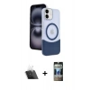 MARSİLYAN™- iPhone 11 Kılıf Kozmos Form Özel Seri - Siyah 34D Hayalet Izgaralı Cam + Kamera Lens Koruma Cam - SF