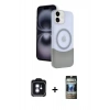 MARSİLYAN™- iPhone 11 Kılıf Kozmos Form Özel Seri - Siyah 34D Hayalet Izgaralı Cam + PVD Metal Kamera Lens - MI