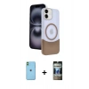 MARSİLYAN™- iPhone 11 Kılıf Kozmos Form Özel Seri - Siyah 34D Hayalet Izgaralı Cam + Neon Fosforlu Kamera Lens - YL