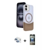MARSİLYAN™- iPhone 11 Kılıf Kozmos Form Özel Seri - Siyah 34D Hayalet Izgaralı Cam + Pers Alüminyum Kamera Lens - GI