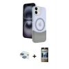 MARSİLYAN™- iPhone 11 Kılıf Kozmos Form Özel Seri - Siyah 34D Hayalet Izgaralı Cam + Pers Alüminyum Kamera Lens - GI