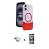 MARSİLYAN™- iPhone 11 Kılıf Kozmos Form Özel Seri - Siyah 34D Hayalet Izgaralı Cam + Pers Alüminyum Kamera Lens - GI