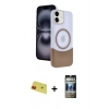 MARSİLYAN™- iPhone 11 Kılıf Kozmos Form Özel Seri - Siyah 34D Hayalet Izgaralı Cam + Rainbow Kamera Lens Koruma Cam - KI