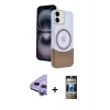 MARSİLYAN™- iPhone 11 Kılıf Kozmos Form Özel Seri - Siyah 34D Hayalet Izgaralı Cam + Raze Metal Kamera Lens - MR